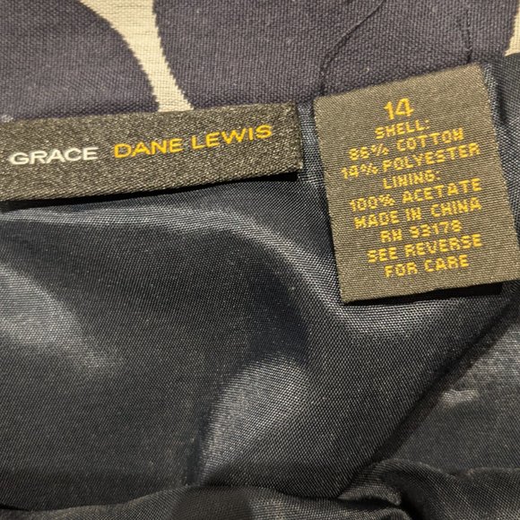 20. Grace Dane Lewis Vintage Navy Polka Dot Pencil Skirt Size 14 - Picture 3 of 9